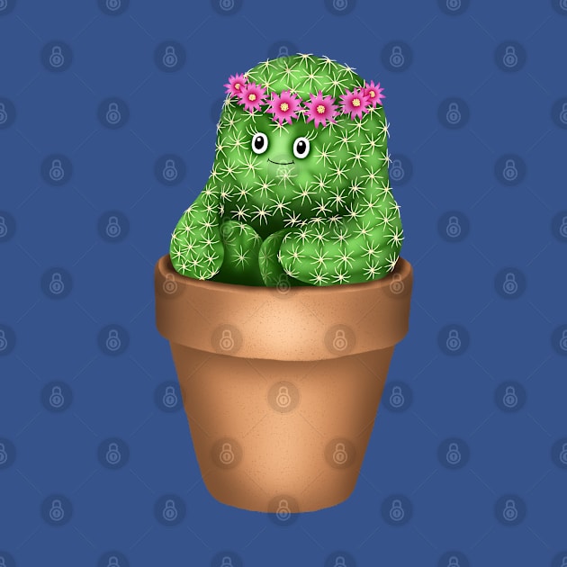 Cute Cactus (Blue Background) by illucalliart