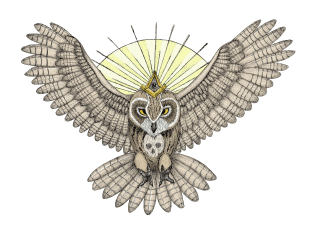 Mason Owl with skull, rule, compass and the eye that sees everything (tattoo style - color) Magnet