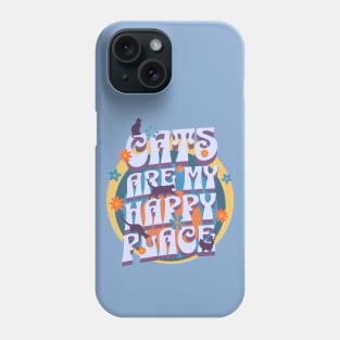 Cats are my Happy Place - Cats & flowers in a retro vintage design Phone Case