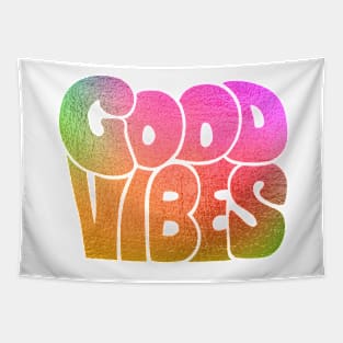 "Good Vibes" Retro Multicolor Tapestry
