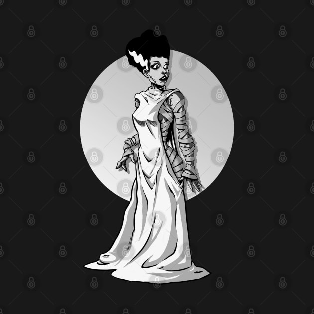 Bride of Frankenstein Black and White by LKSComic