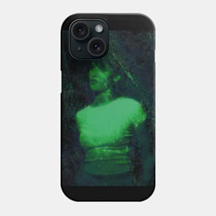 Beautiful girl, green lighting. Splatters. Dark and beautiful. Phone Case