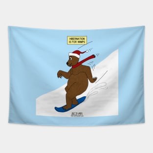 Bear on a Snowboard Tapestry