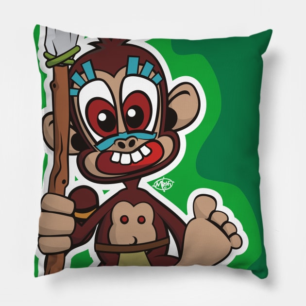 Little Monkey Warrior Pillow by MBK