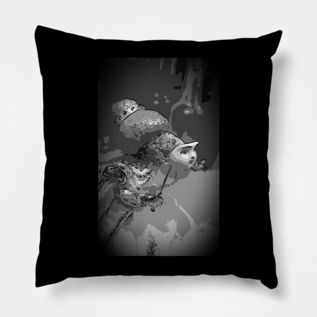 At Midnight (cartoon) Pillow by Corner of the Eye