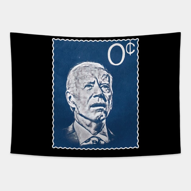 Funny Biden Stamp Zero Tapestry by Rosiengo