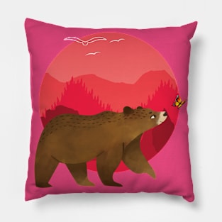 Bears and butterflies in the forest Pillow