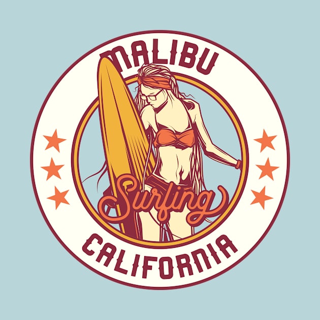 Vintage Surfing Badge for Malibu, California by SLAG_Creative