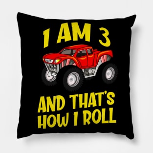 3rd Birthday Monster Truck Kids Car Gift Pillow