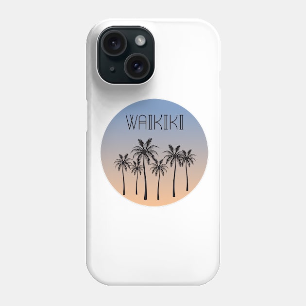 Waikiki Palm Tree Silhouette Phone Case by The Salty Sailor