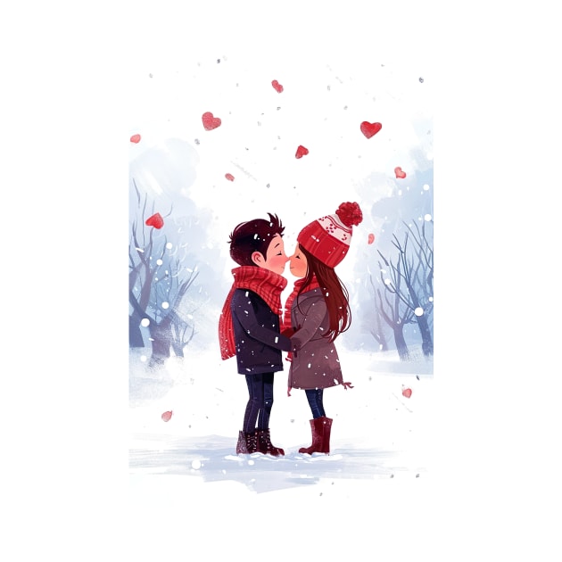 valentine lovers in snow - valentine gift by UmagineArts