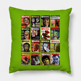 Famous Monsters Collage Series 2 Pillow