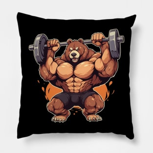 bear lifting weight Pillow