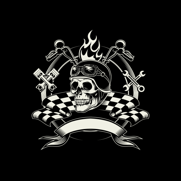 biker-emblem-with-skull-dead-motorcycle-racer by mathildamal