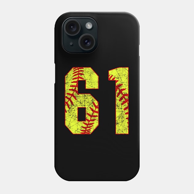 Fastpitch Softball Number 61 #61 Softball Shirt Jersey Uniform Favorite Player Biggest Fan Phone Case by TeeCreations