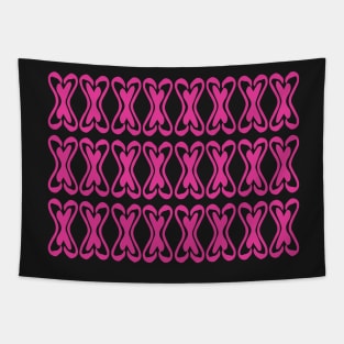 Flamingo Couple Heart Pattern X Pink Tapestry