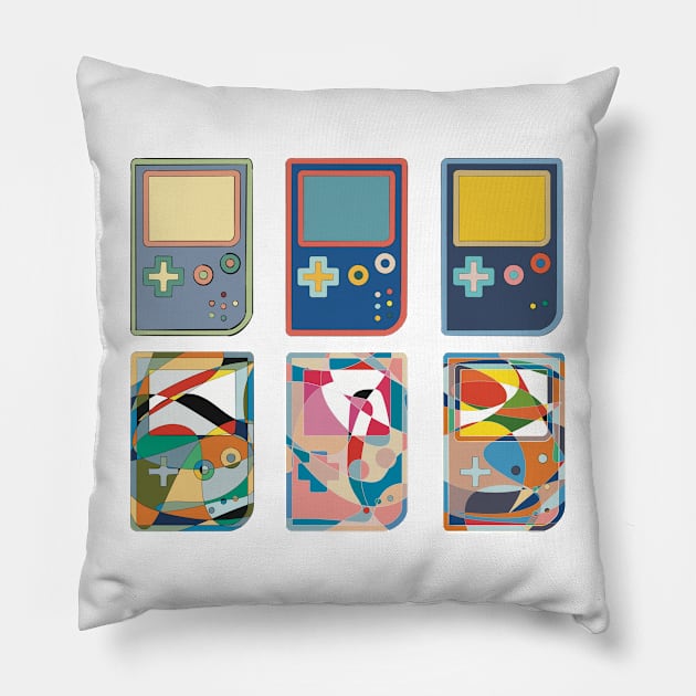 Handheld Console 1-6 Pillow by Abstract Scribbler