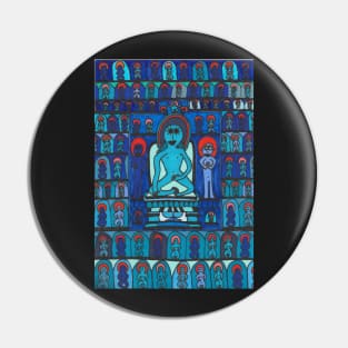 A Blue Buddhist Piece Pin