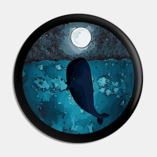 A whale in a blue sea kiss the moon Pin