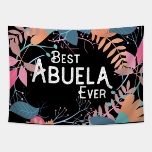 Hispanic Grandmother Abuela with Tropical Flower Tapestry