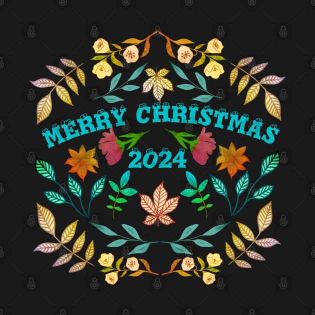 MERRY CHRISTMAS WITH LEAVES AND FLOWERS by FLOWER_OF_HEART