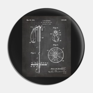 Skiing Patent - Skier Art - Black Chalkboard Pin