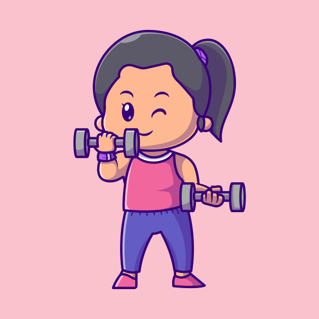 Cute Woman Lifting barbell Cartoon by Catalyst Labs