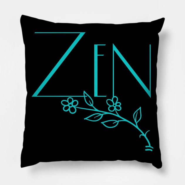 Zen in Aqua Pillow by LittleBean