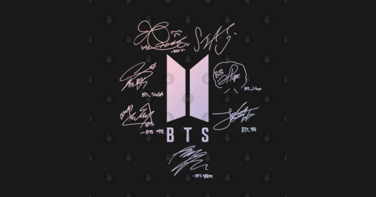 BTS - Logo Signed (Holo) - Bts - Sticker | TeePublic