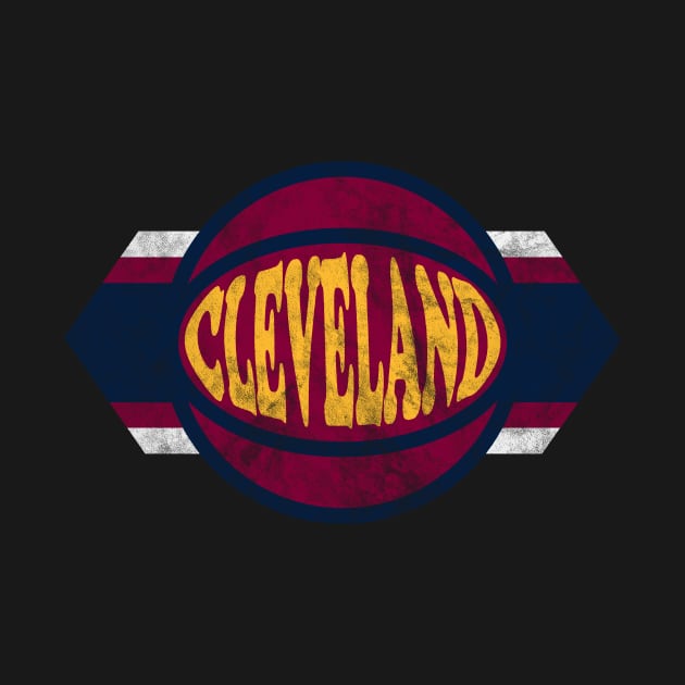 Cleveland Basketball retro and distressed ball and stripe by MulletHappens