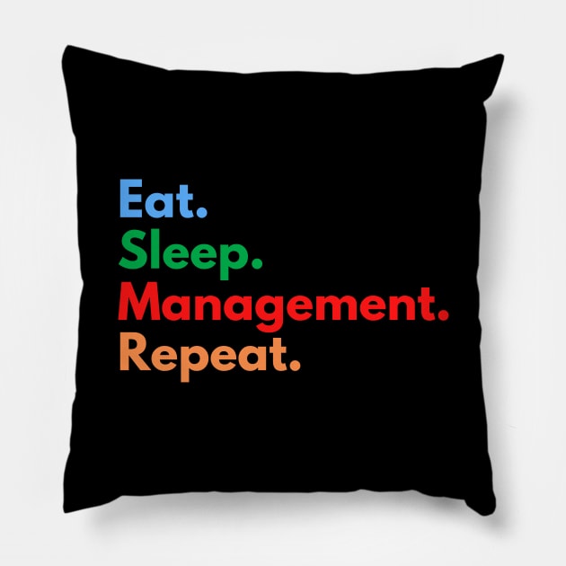 Eat. Sleep. Management. Repeat. Pillow by Eat Sleep Repeat
