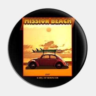 SURFING MISSION BEACH CALIFORNIA Pin