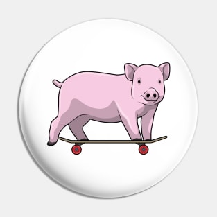 Pig as Skater with Skateboard Pin