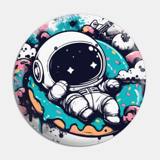 Street art Kawaii astronaut resting on donut Pin