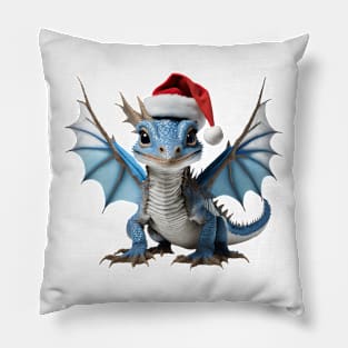 Cute Blue Baby Dragon for Christmas Pillow