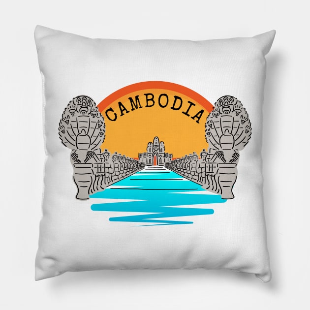 Angkor Thom Majesty: Cambodia's Ancient Wonder -- Sunset Edition V1 Pillow by CuteBotss