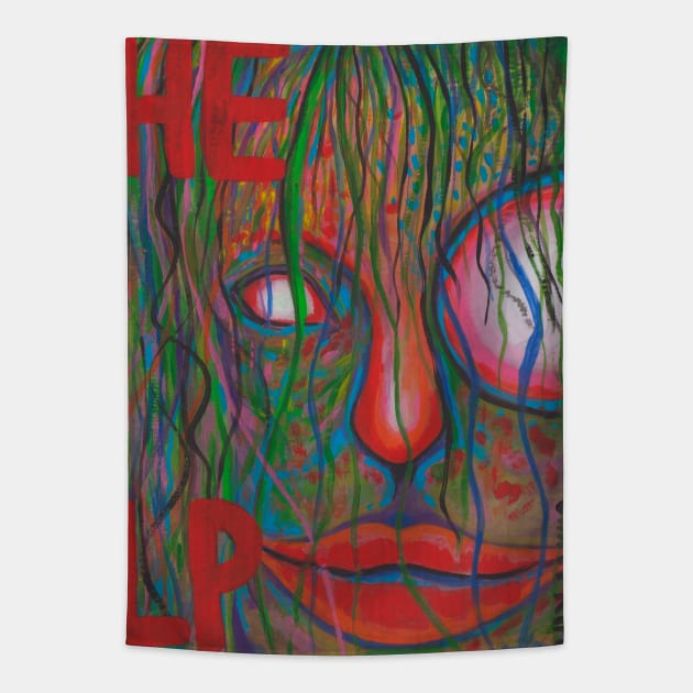 Help Abstract woman creature portrait Tapestry by deadblackpony