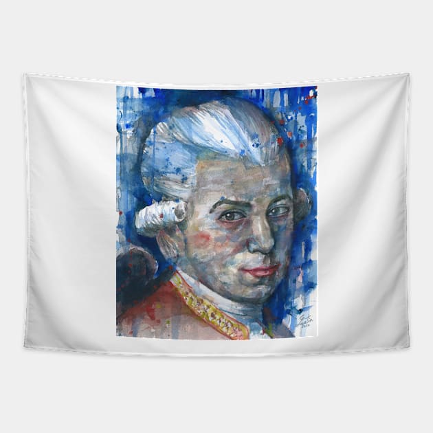 WOLFGANG AMADEUS MOZART watercolor portrait.2 Tapestry by lautir