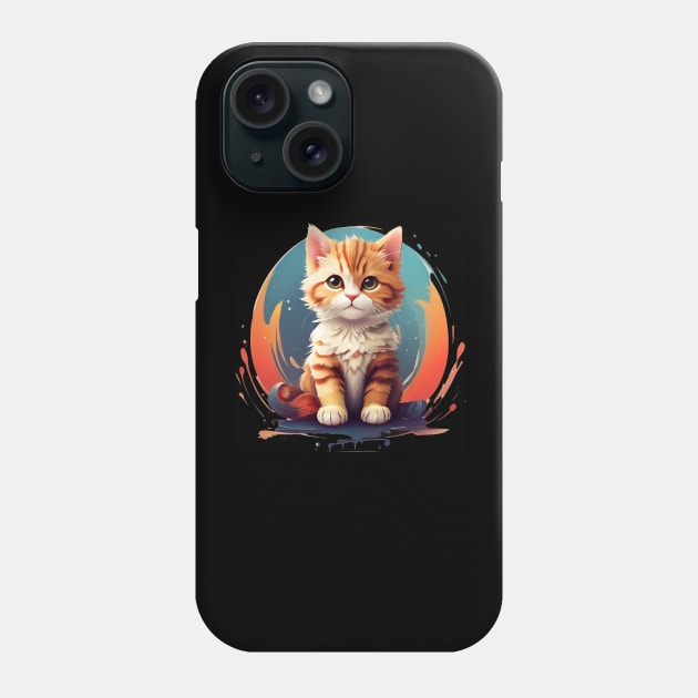 Cute Orange Cat with splash Phone Case by intuneric