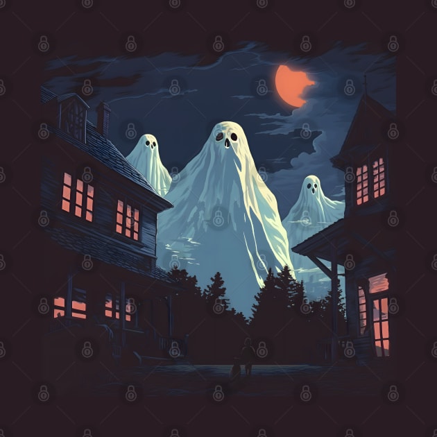 Poltergeist ghosts mountains retro vintage horror by beangeerie