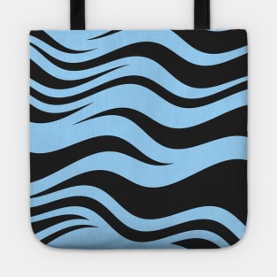 Blue Black Zebra Stripes Pattern Tote