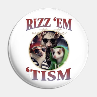 Rizz Em With The Tism Opossums Vintage Funny Possums Autism Awareness Pin