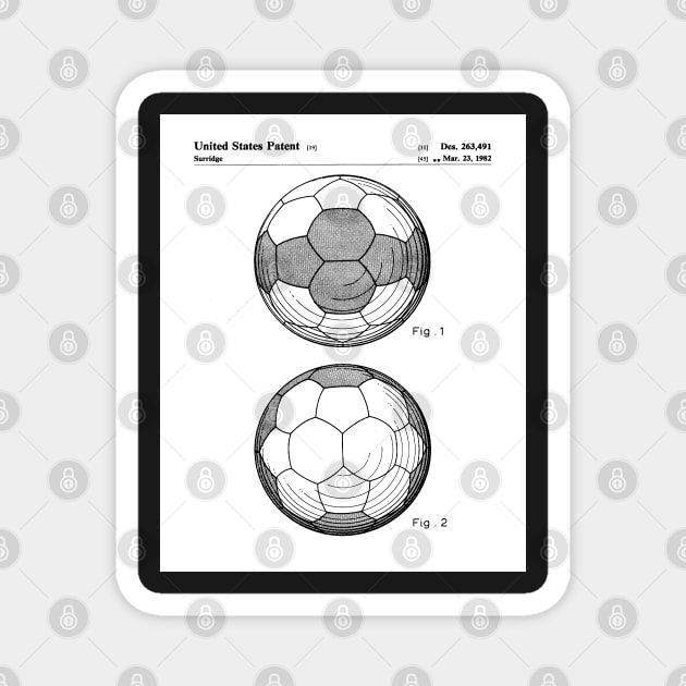 Soccer Ball Patent - Football Fan Bedroom Office Art - White Magnet by patentpress