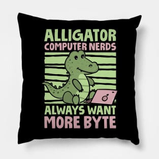 Funny Alligator Lover and Computer Nerd Kids Crocodile Pillow