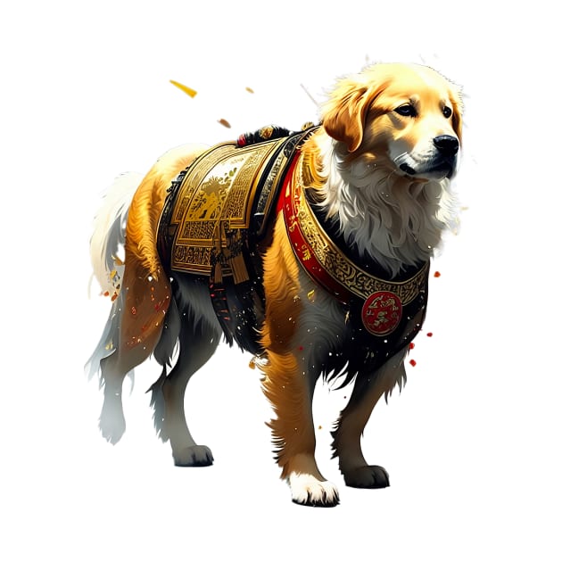 Loyal Protector - Golden Retriever in Samurai Armor by fur-niche