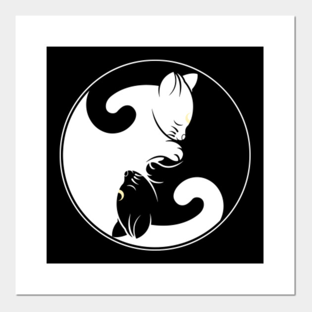 Kawaii Yin Yang Black Cat Luna Cat With Crescent Head Manga Neko