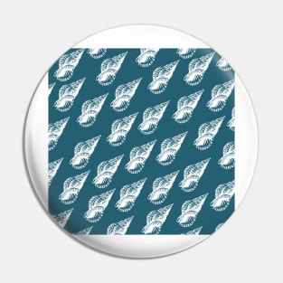 tulip shell aloha print pattern blue teal and white Pin