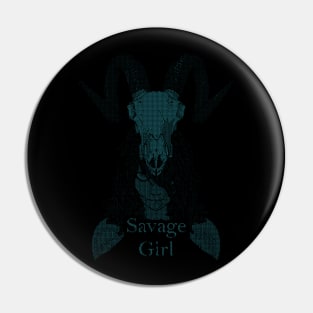 ASCii Savage Girl w/ text (Blue) Pin