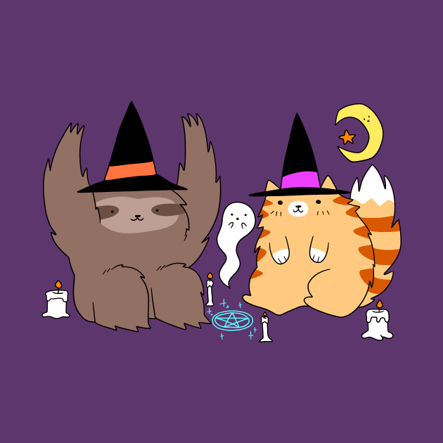 Witch Sloth and Witch Tabby by saradaboru