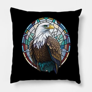 Eagle Bird Animal Portrait Stained Glass Wildlife Outdoors Adventure Pillow